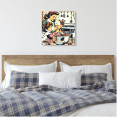 Toile Cute Retro Maman et Fille Cuisiner ensemble (Insitu(Chambre))