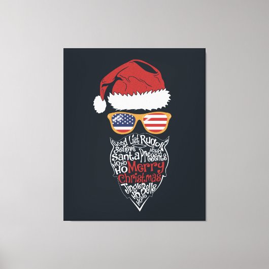 Toile Cute Santa Hat USA Drapeau lunettes de soleil et N (Recto)