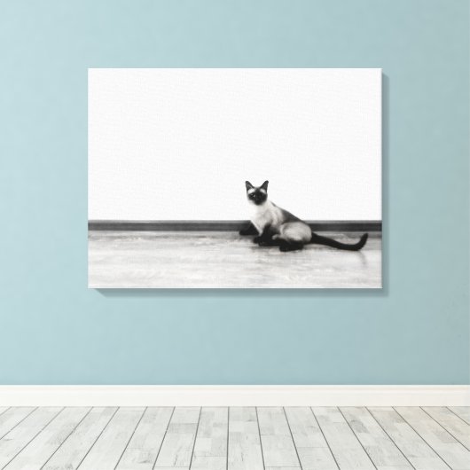 Toile CUTE Siamese Portrait de chat (Insitu (Plancher de Bois))