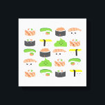 Toile Cute Sushi Illustration variété Kawaii style<br><div class="desc">Avec les illustrations de variété de sushis mignons,  ma fille et moi avons travaillé ensemble. Nous aimons les sushis et les illustrer ensemble était tellement amusant.Ce design d'art de toile enveloppé est sur un arrière - plan blanc mais changer la couleur comme souhaité.</div>