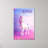 Toile Cute Unicorne Blanche Avec Rose & Bleu Mane (Recto)