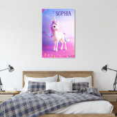Toile Cute Unicorne Blanche Avec Rose & Bleu Mane (Insitu(Chambre))