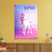 Toile Cute Unicorne Blanche Avec Rose & Bleu Mane (Insitu(Salon))