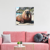 Toile Cute Walrus on a Sandy Beach  (Insitu(Salon))