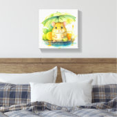 Toile Cute Watercolor Mouse Under Umbrella Canvas Art ! (Insitu(Chambre))