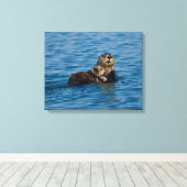 Toile Cutest Baby Animals | Mother & Baby Sea Otter (Insitu (Plancher de Bois))