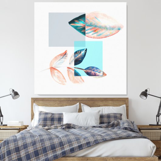 Toile Cyan Red Leaf (Insitu(Chambre))