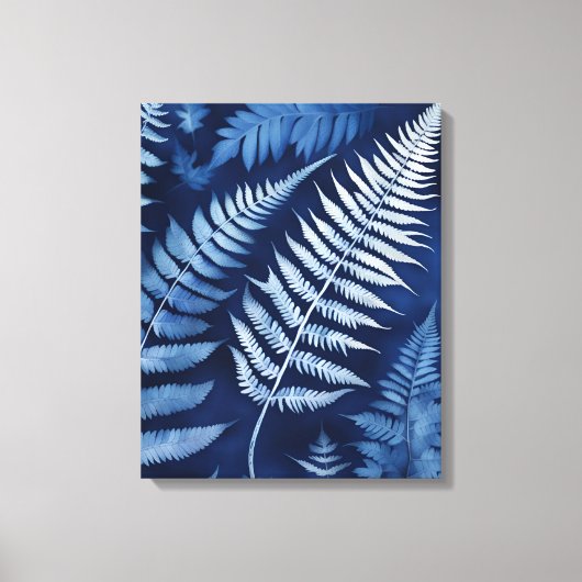 Toile Cyanotype de fougère bleue (Recto)