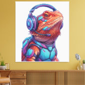 Toile Cyberpunk Bearded Dragon - Gamer Lizard with Heads (Insitu(Salon))