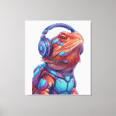 Toile Cyberpunk Bearded Dragon - Gamer Lizard with Heads (Recto)