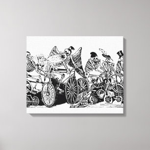 Toile Cyclistes squelettiques par José Guadalupe Posada