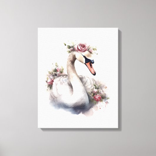 Toile Cygne avec couronne Rose (Recto)