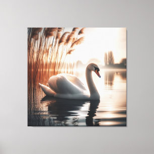 Toile Cygne blanc dans un étang