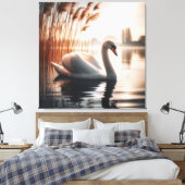 Toile Cygne blanc dans un étang (Insitu(Chambre))