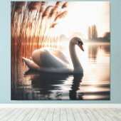 Toile Cygne blanc dans un étang (Insitu (Plancher de Bois))