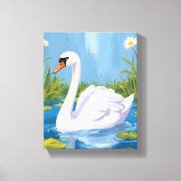 Cygne blanc | Peinture d'oiseau à l'aquarelle sur
