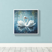 Toile cygnes blancs sur le lac (Insitu (Plancher de Bois))