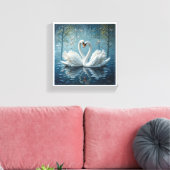 Toile cygnes blancs sur le lac (Insitu(Salon))