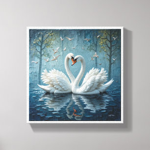 Toile cygnes blancs sur le lac