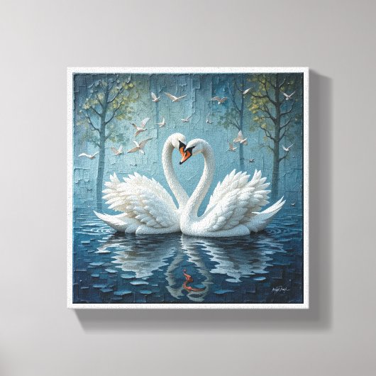Toile cygnes blancs sur le lac (Recto)