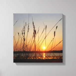 Toile Cypre coucher de soleil lac rouge orange nature ci