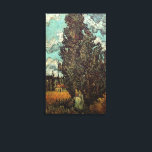 Toile Cyprès et deux femmes par Vincent van Gogh<br><div class="desc">Cyprès et deux femmes de Vincent van Gogh est un post impressionnisme d'art vintage peinture paysage nature. Symbole de l'amitié, les meilleurs amis qui se promènent dans le sud de la France sur une voie de campagne. Vue des cyprès avec deux figures femelles et des nuages blancs et moelleux dans...</div>
