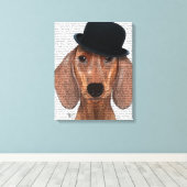 Toile Dachshund avec Casquette Black Bowler (Insitu (Plancher de Bois))