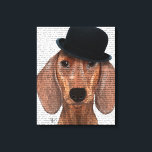 Toile Dachshund avec Casquette Black Bowler<br><div class="desc">Animaux</div>