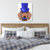 Toile Dachshund avec chapeau bleu et moustache bleue (Insitu(Chambre))