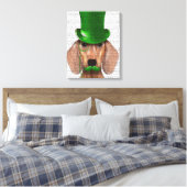 Toile Dachshund avec chapeau vert et moustache (Insitu(Chambre))
