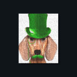 Toile Dachshund avec chapeau vert et moustache<br><div class="desc">Animaux</div>