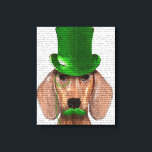 Toile Dachshund avec chapeau vert et moustache<br><div class="desc">Animaux</div>