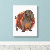 Toile Dachshund avec Donut (Insitu (Plancher de Bois))