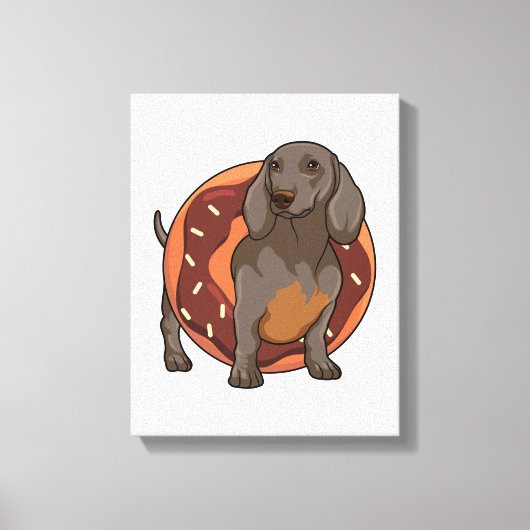 Toile Dachshund avec Donut (Recto)