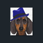 Toile Dachshund Avec Trilby Bleu<br><div class="desc">Animaux et nature</div>