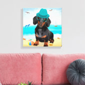 Toile Dachshund Dog sur la plage (Insitu(Salon))