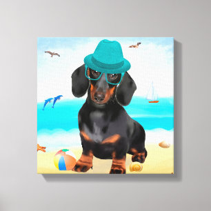 Toile Dachshund Dog sur la plage