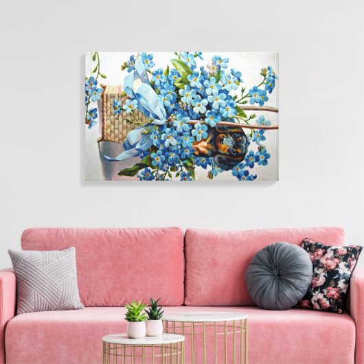 Toile Dachshund et Forget-Me-Nots (Insitu(Salon))
