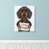 Toile Dachshund Free Hugs (Insitu (Plancher de Bois))