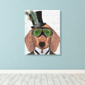 Toile Dachshund Green Gogges Top Hat (Insitu (Plancher de Bois))