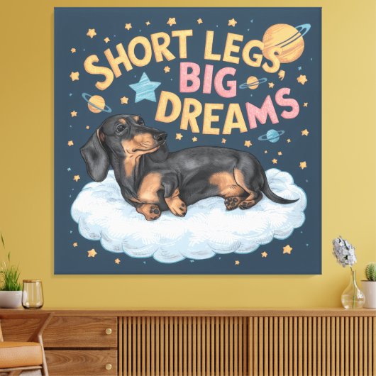 Toile Dachshund Jambes courtes Gros rêves (Insitu(Salon))
