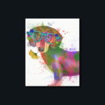 Toile Dachshund & Lunettes Rainbow Splash<br><div class="desc">Cette impression d'aquarelle présente un portrait coloré d'un dachsund dans des lunettes turquoises ornées de fleurs | Par Fab Funky</div>