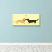 Toile Dachshund Mistletoe Kiss - Wiener Chien Noël (Insitu (Plancher de Bois))