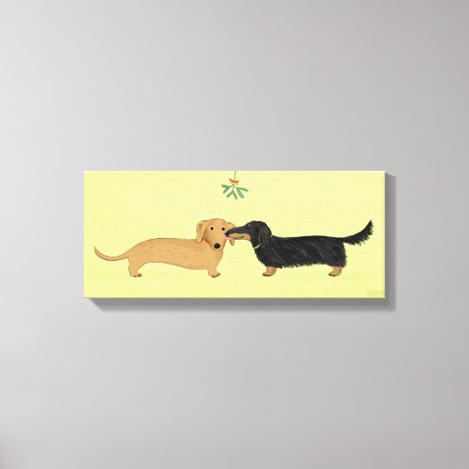 Toile Dachshund Mistletoe Kiss - Wiener Chien Noël (Recto)