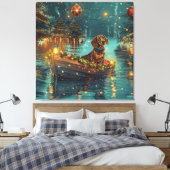 Toile Dachshund Noël Festive Voyage (Insitu(Chambre))