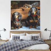 Toile Dachshund Snows Sleigh Décor de Noël (Insitu(Chambre))