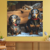 Toile Dachshund Snows Sleigh Décor de Noël (Insitu(Salon))