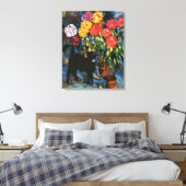 Toile Dahlias et Chat noir, peinture d'art, (Insitu(Chambre))