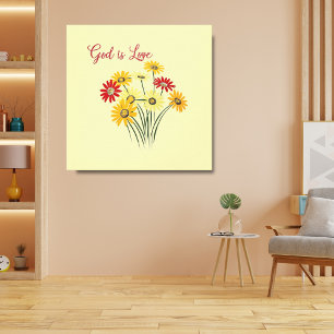 Toile Daisy Sun Flower Dieu est Amour