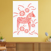 Toile Dala suédois Cheval Rouge et Blanc Art populaire (Insitu(Salon))